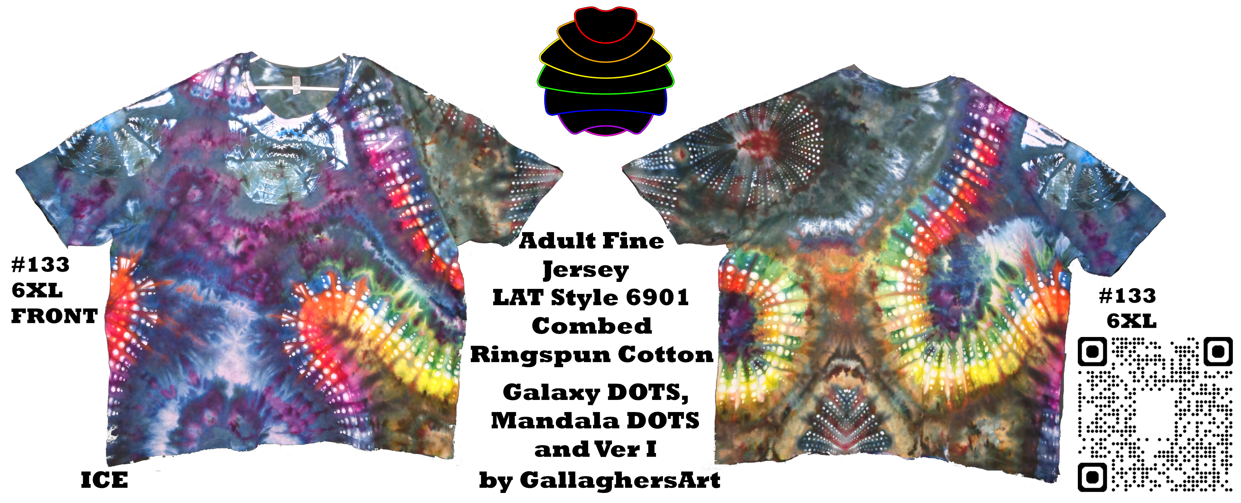 Gallaghersart 133 ga-2 from Tie Dyenied #133 6X Large Galaxy Dots, Mandala's, LAT Style 6901 Combed Ringspun Cotton  - #133 6XL