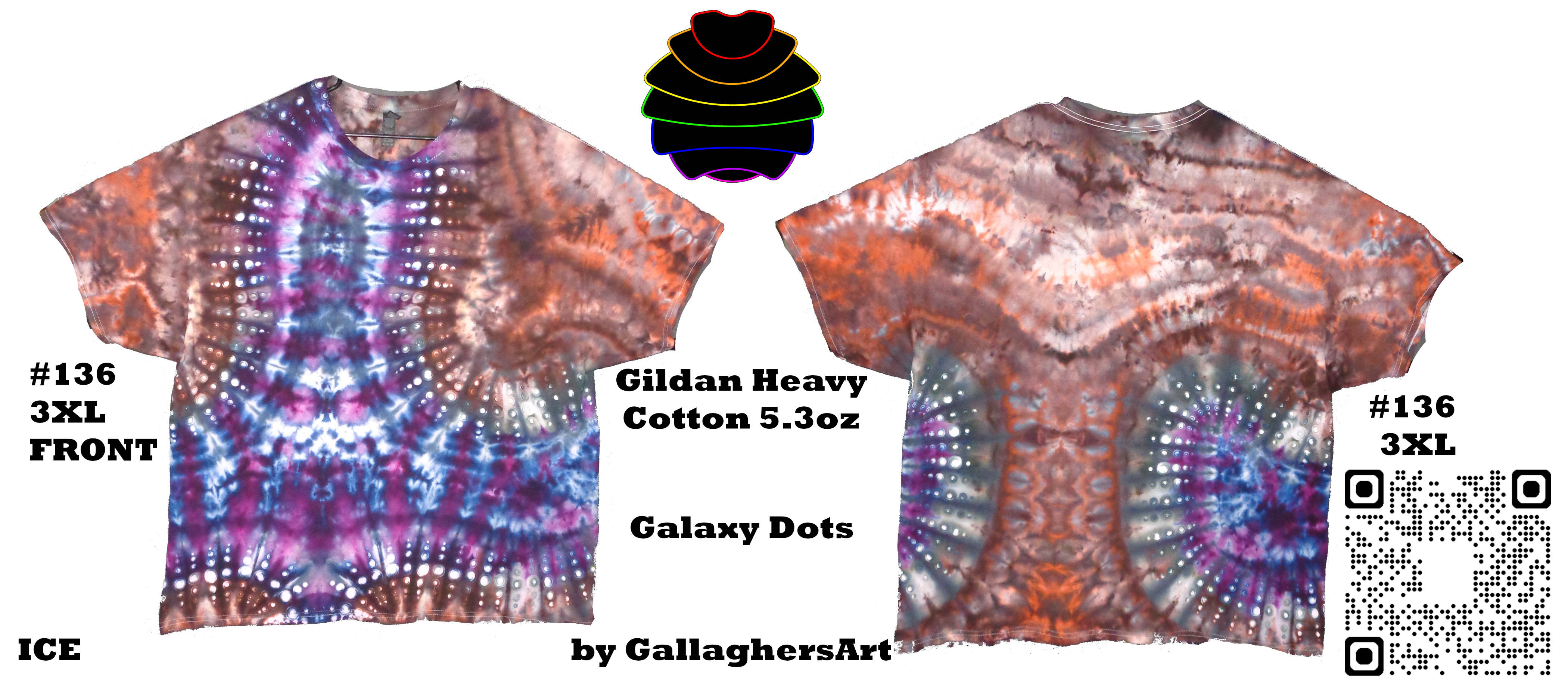 Gallaghersart 136 ga from Tie Dyenied #136 3XL Large, Galaxy Dots. Gildan Heavy Cotton 5.3oz  - #136 3XL Gildan Heavy Cotton 5.3oz.