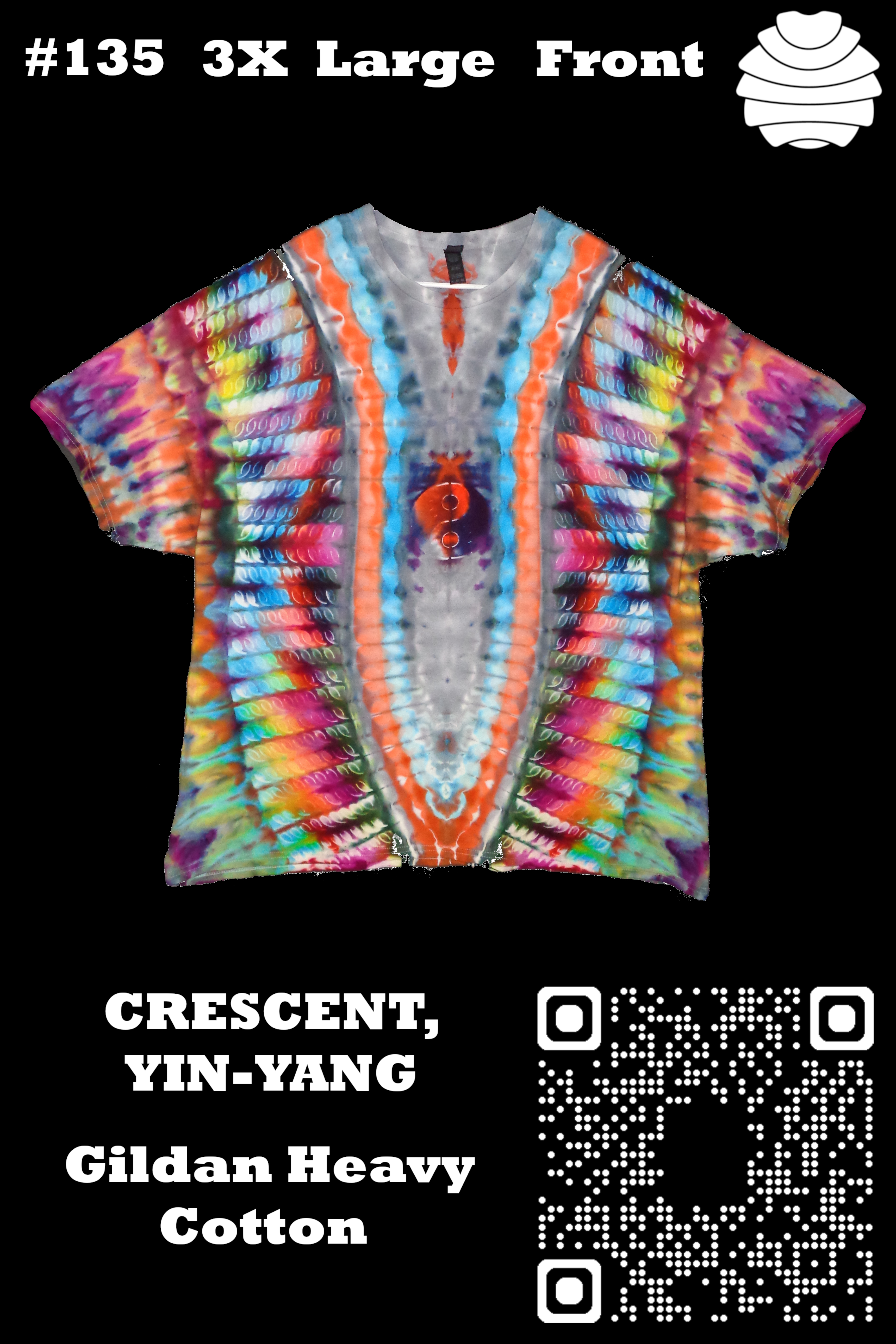 4x6 135 f from Tie Dyenied #135 3XL Large, Crescent, Yin-Yang, Gildan Heavy Cotton 5.3oz  - #135 3XL Large, Crescent, Yin-Yang, Gildan Heavy Cotton 5.3oz