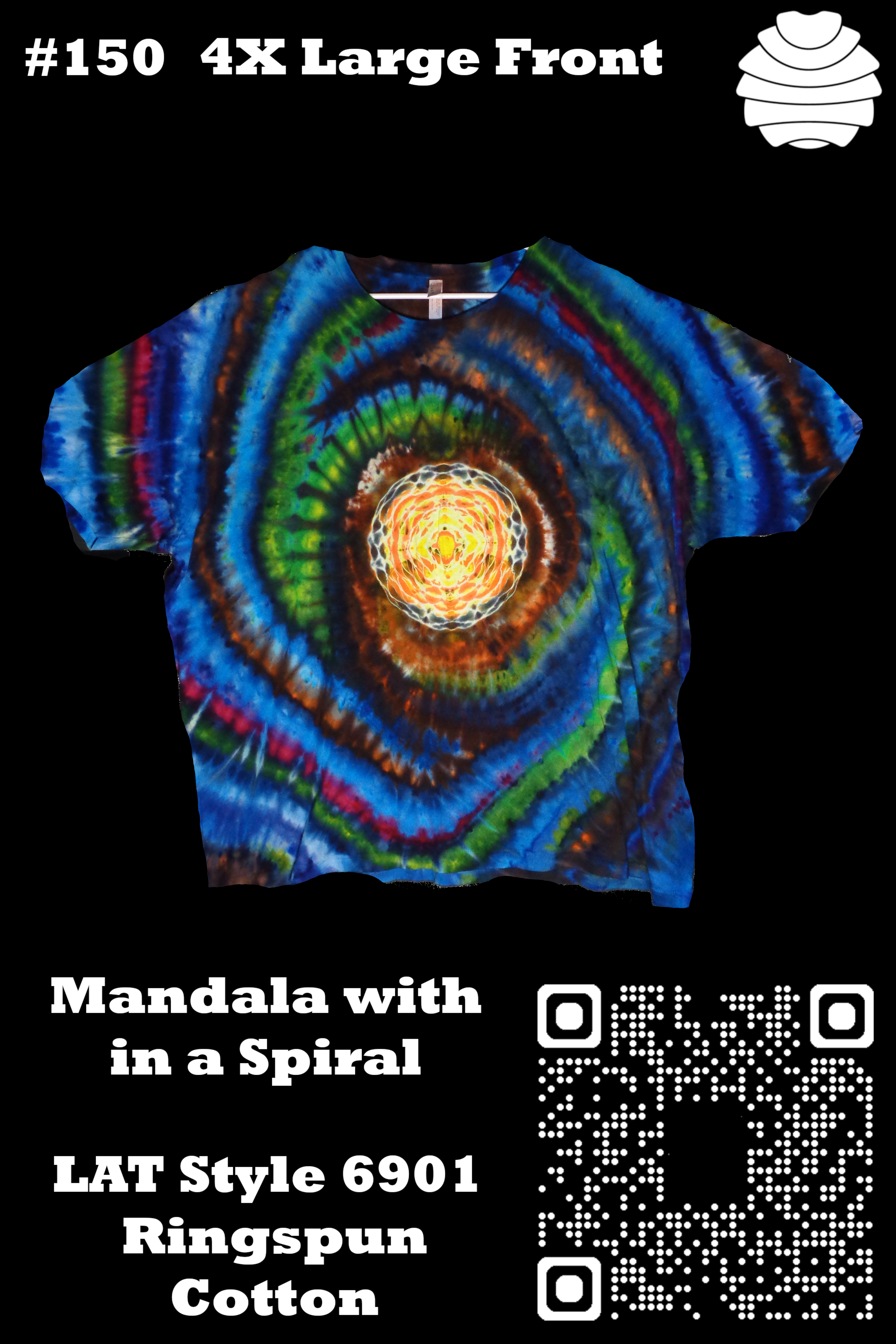 4x6 150 f from Tie Dyenied #150 4XL Spiral with Mandala {inner:name}.{image:extension}