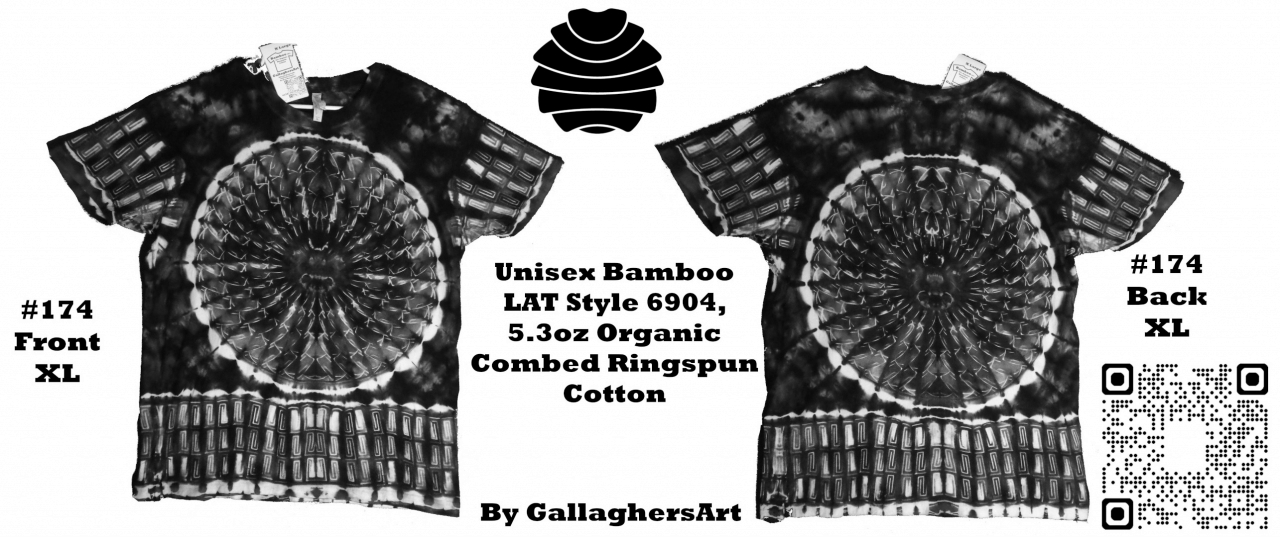 174 ga from Tie Dyenied #174 XL Bamboo, Dyenied Mandala and Dyenied Spirals, Unisex Bamboo 5.3oz Tee LAT Style 6904 Combed Ringspun Cotton 174_ga.jpg  - #174 XL