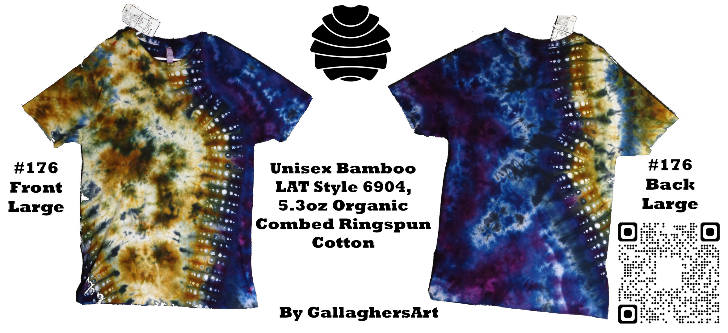 176 ga from Tie Dyenied #176 Large Bamboo, Galaxy, Unisex Bamboo 5.3oz LAT Style 6904  - 176 Large