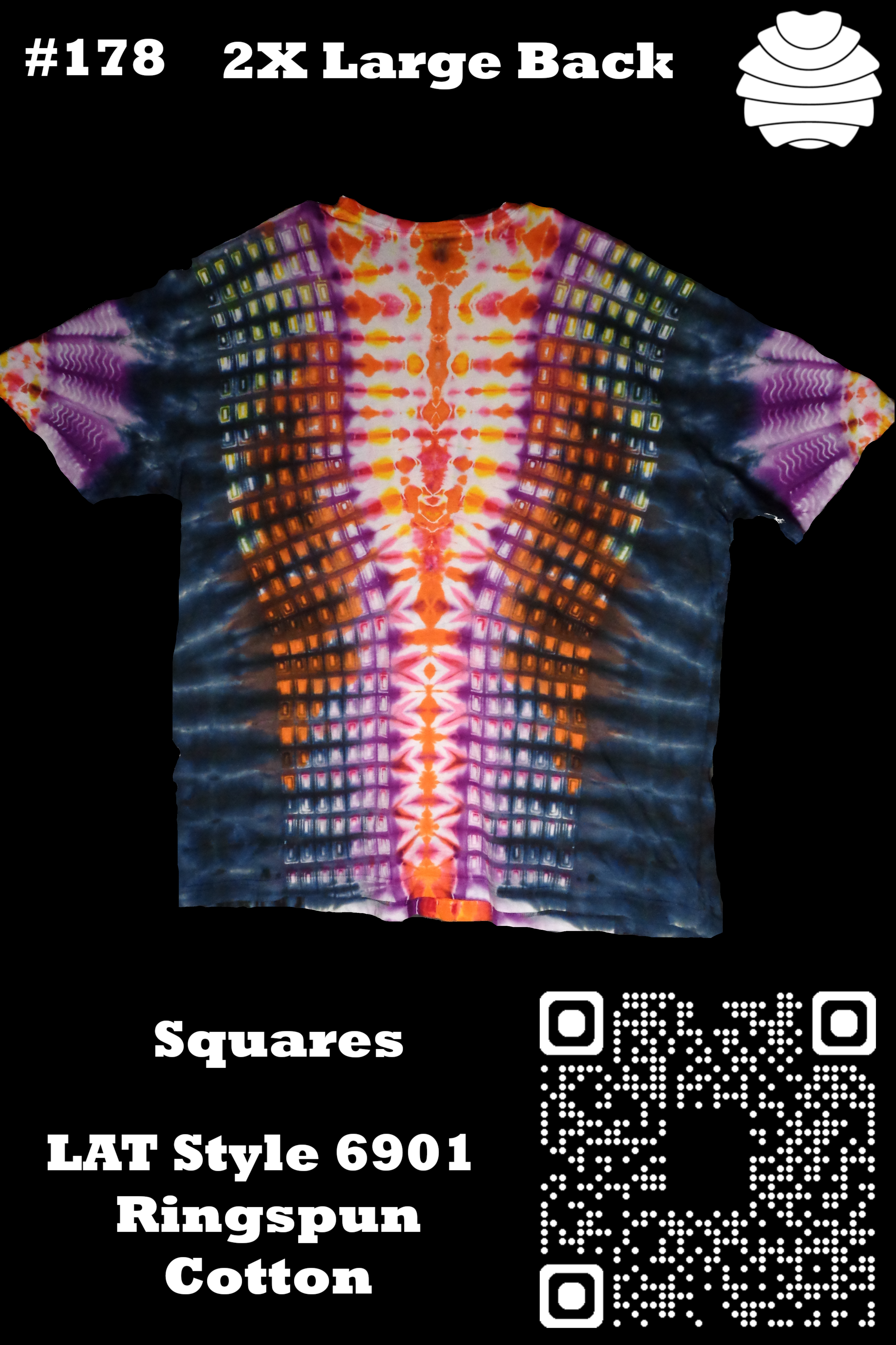 4x6 178 b from Tie Dyenied #178 2XL Squares LAT Style 6901 Combed Ringspun Cotton 