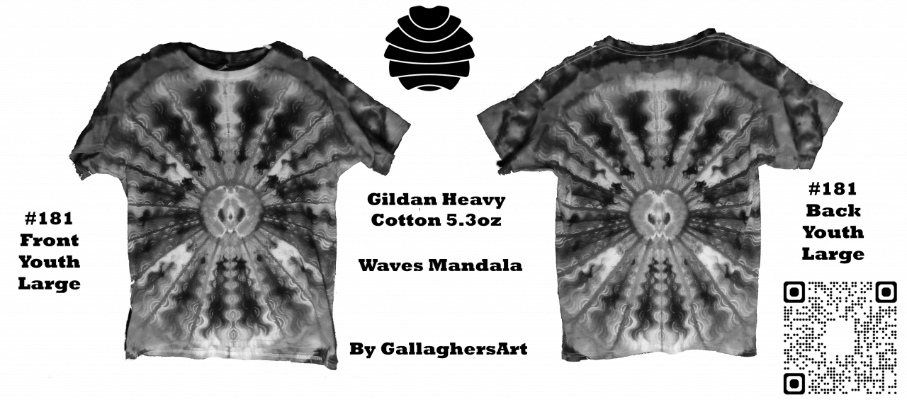 181 ga from Tie Dyenied #181 Youth L Mandala Waves Gildan Heavy Cotton 5.3oz 181_ga.png  - #181 Youth Large Mandala Waves Gildan Heavy Cotton 5.3oz