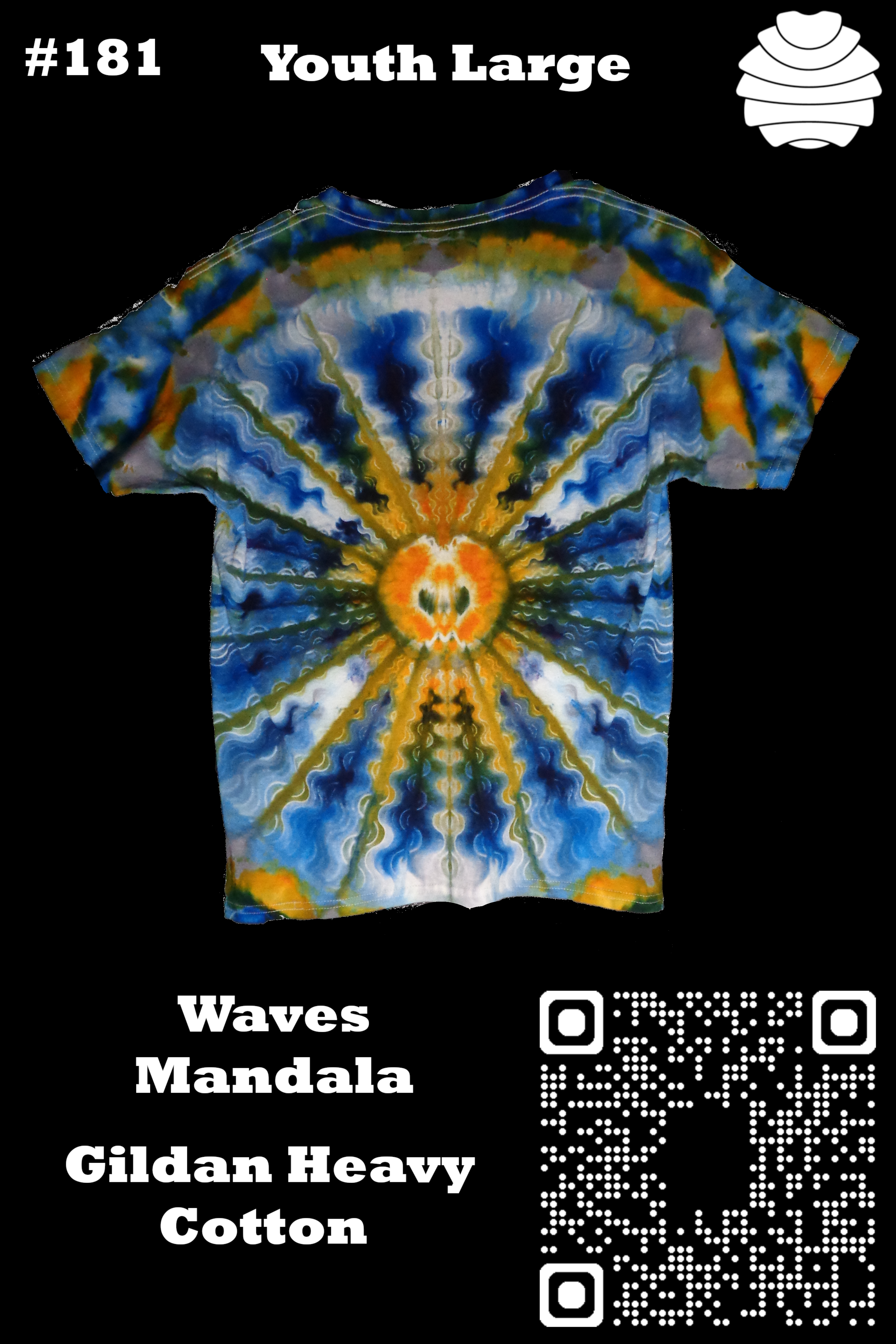 4x6 181 b from Tie Dyenied #181 Youth L Mandala Waves Gildan Heavy Cotton 5.3oz  - #181 Youth Large Mandala Waves Gildan Heavy Cotton 5.3oz