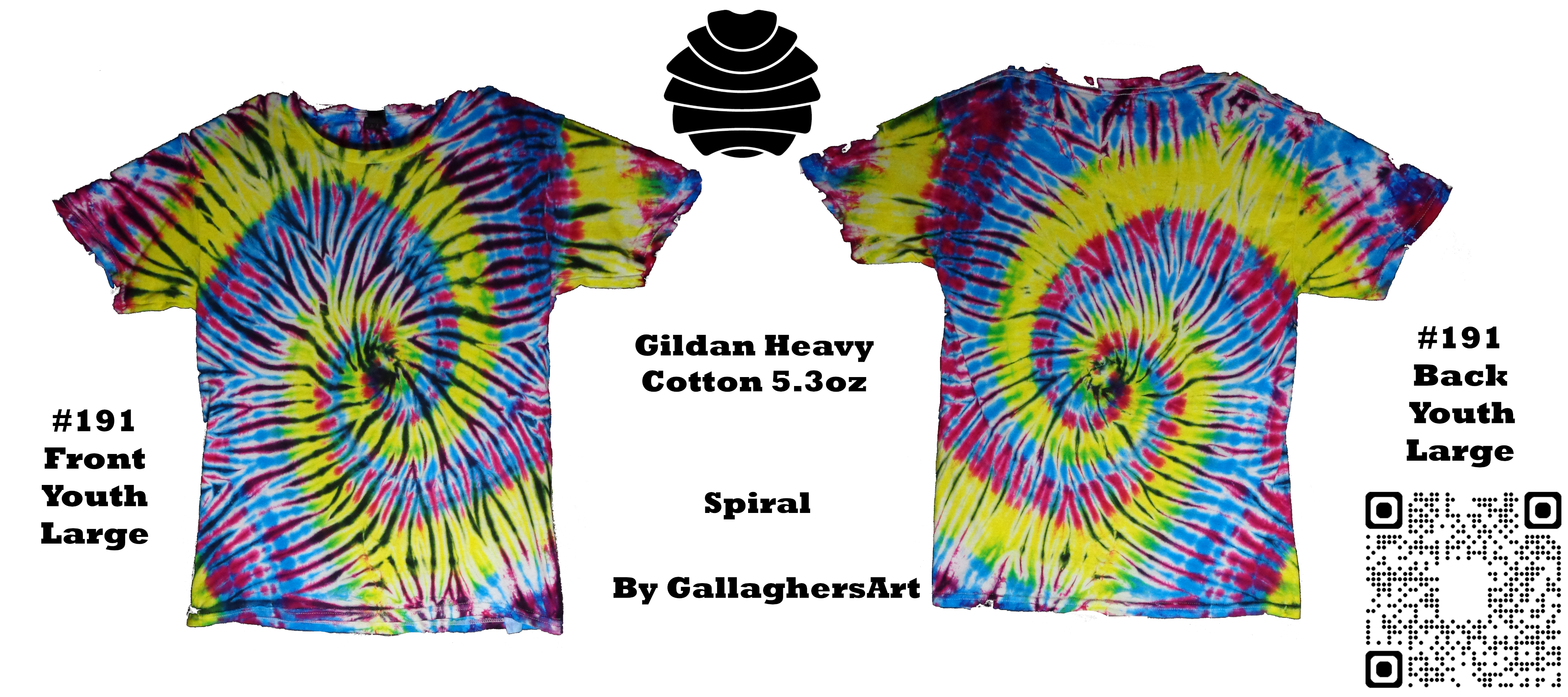 191 ga from Tie Dye #191 Youth Large Spiral Gildan Heavy Cotton 5.3oz  - #191 Youth Large Spiral Gildan Heavy Cotton 5.3oz
