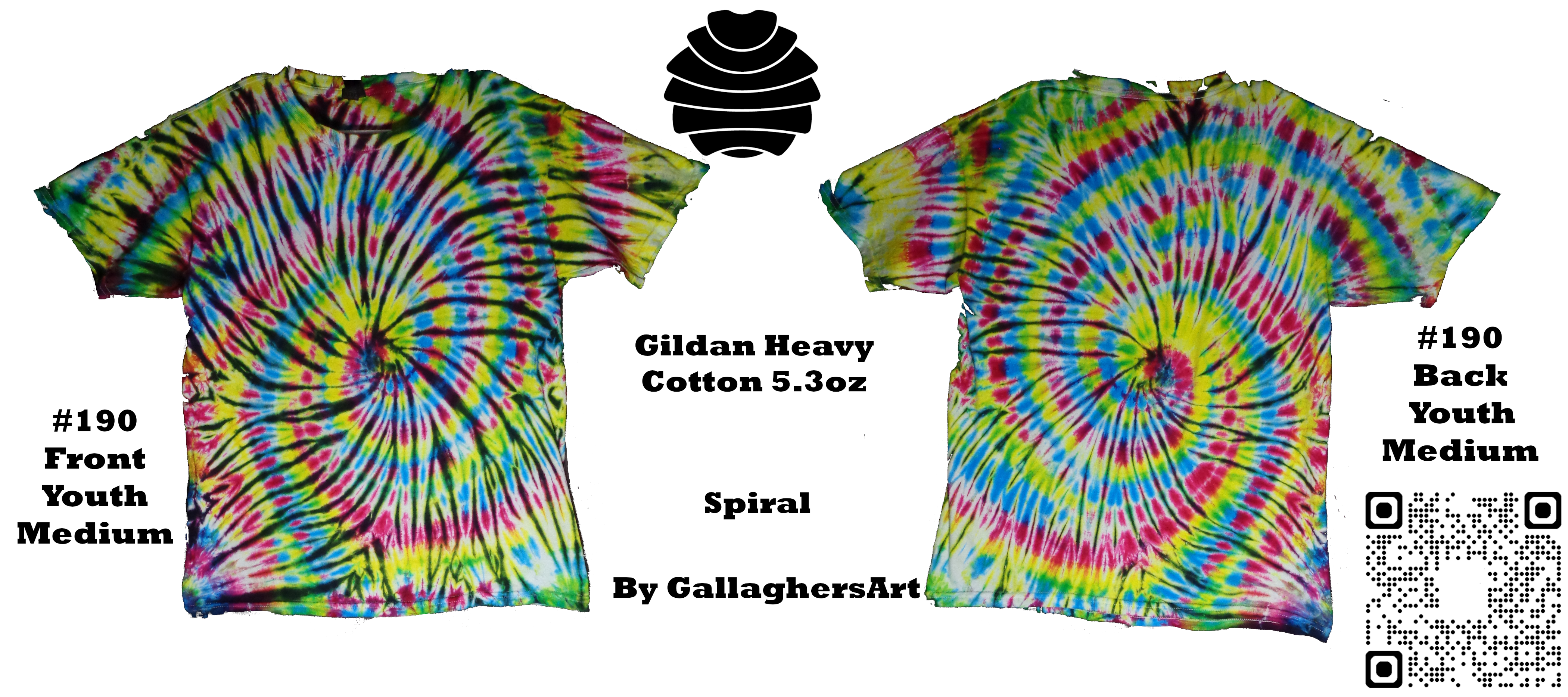 190 ga from Tie Dye #190 Youth Medium Spiral Gildan Heavy Cotton 5.3oz  - #190 Youth Medium Spiral Gildan Heavy Cotton 5.3oz