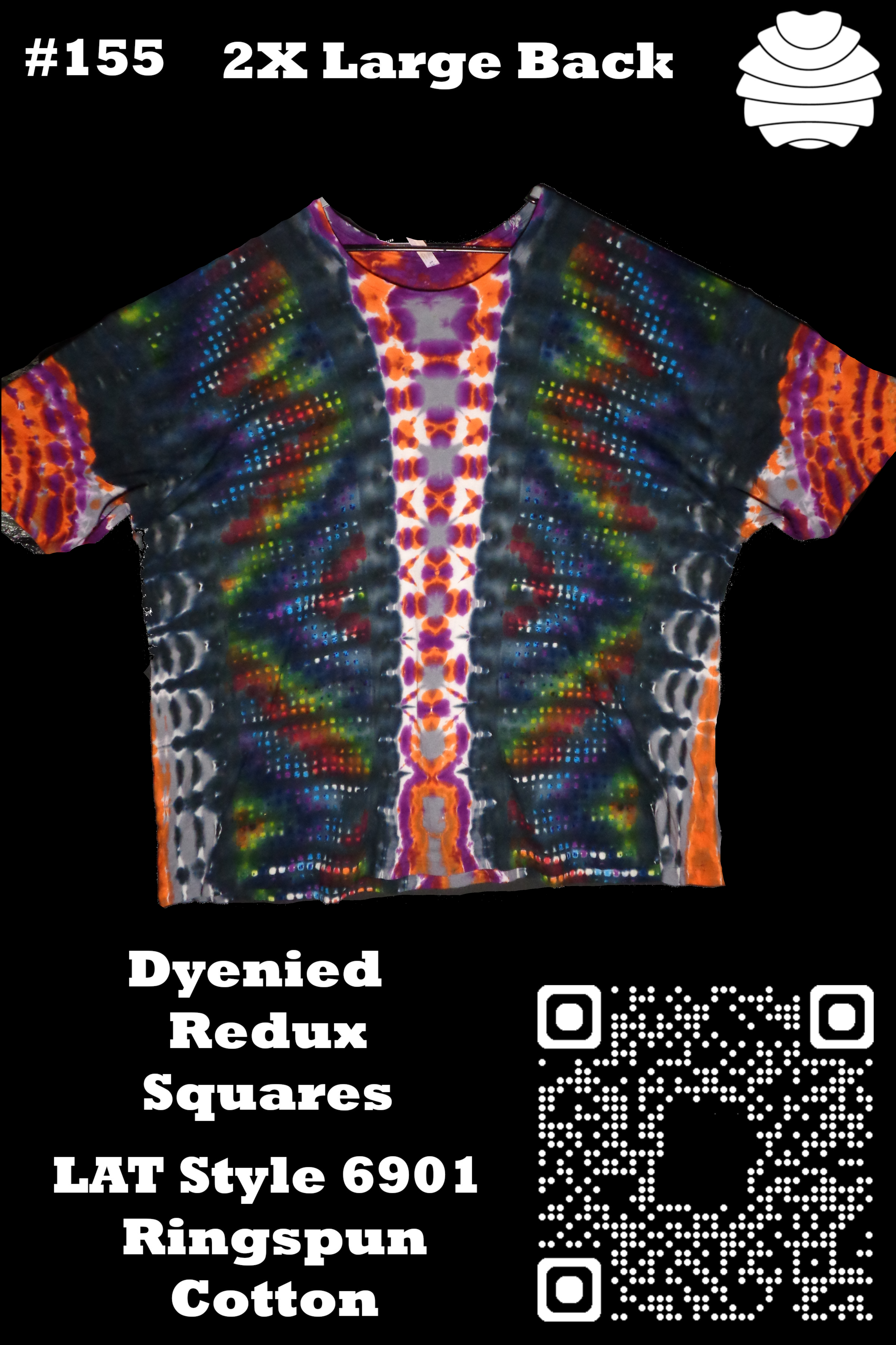 4x6 155 b from Tie Dyenied #155 6XL Large, Redux Blocks B, LAT Style 6901 Combed Ringspun Cotton 