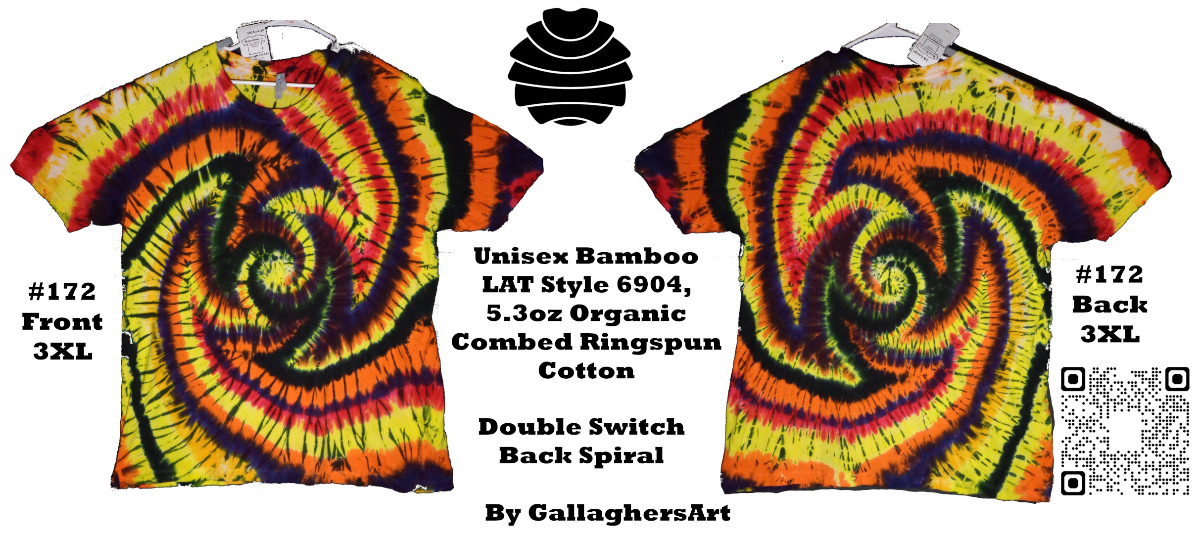 172 ga from Tie Dye #172 3XL Bamboo, Spiral, Unisex 5.3oz LAT Style 6904  - #172 3XL Bamboo, Spiral, Unisex 5.3oz LAT Style 6904