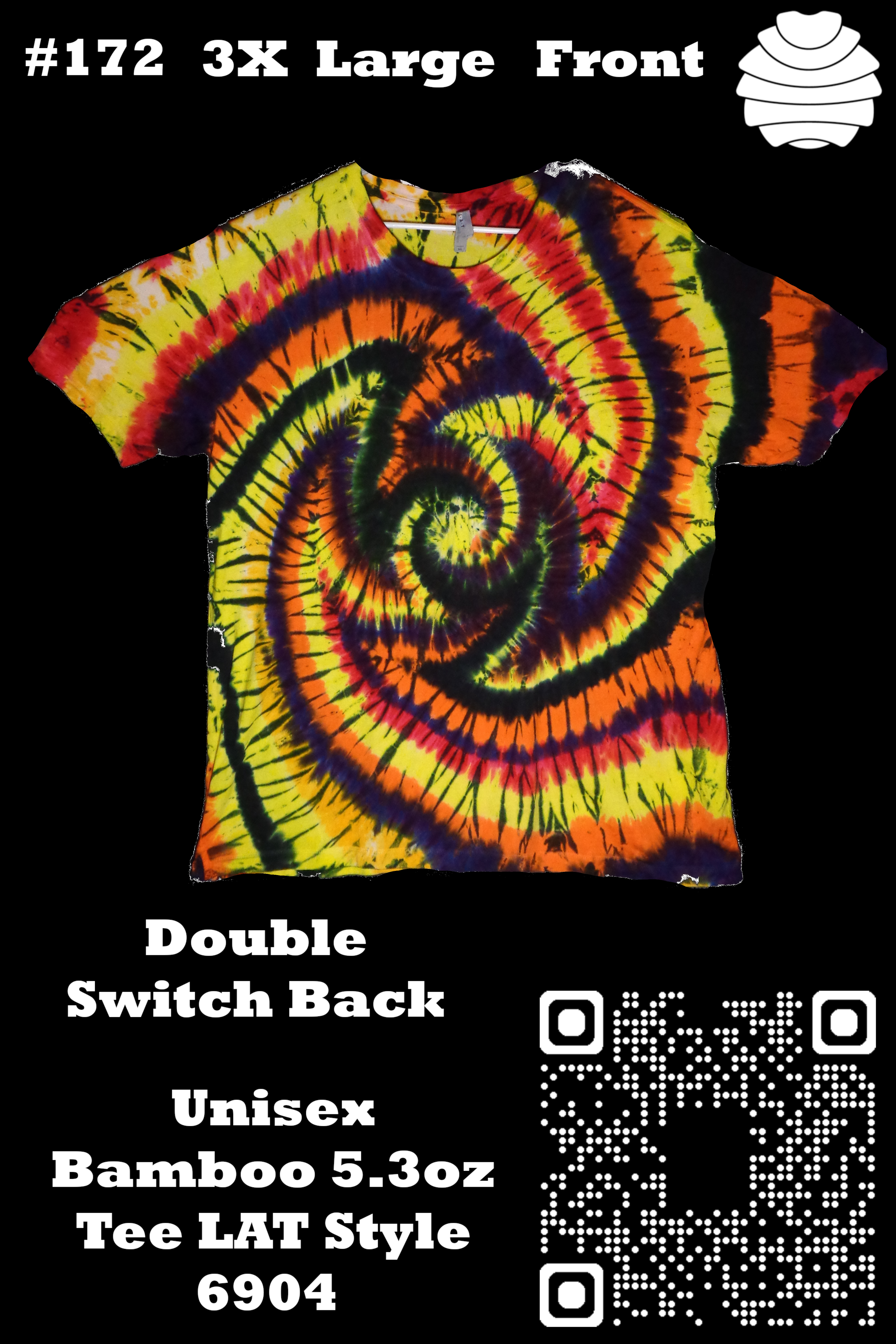 4x6 172 f from Tie Dye #172 3XL Bamboo, Spiral, Unisex 5.3oz LAT Style 6904  - #172 3XL Bamboo, Spiral, Unisex 5.3oz LAT Style 6904