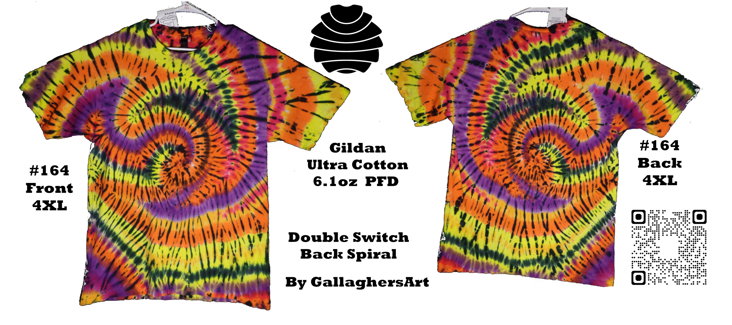 164 ga from Tie Dye #164 X Large Double Switchback Spiral Gildan Ultra Cotton 6.1oz, PFD  - #164 X Large Double Switchback Spiral Gildan Ultra Cotton 6.1oz, PFD