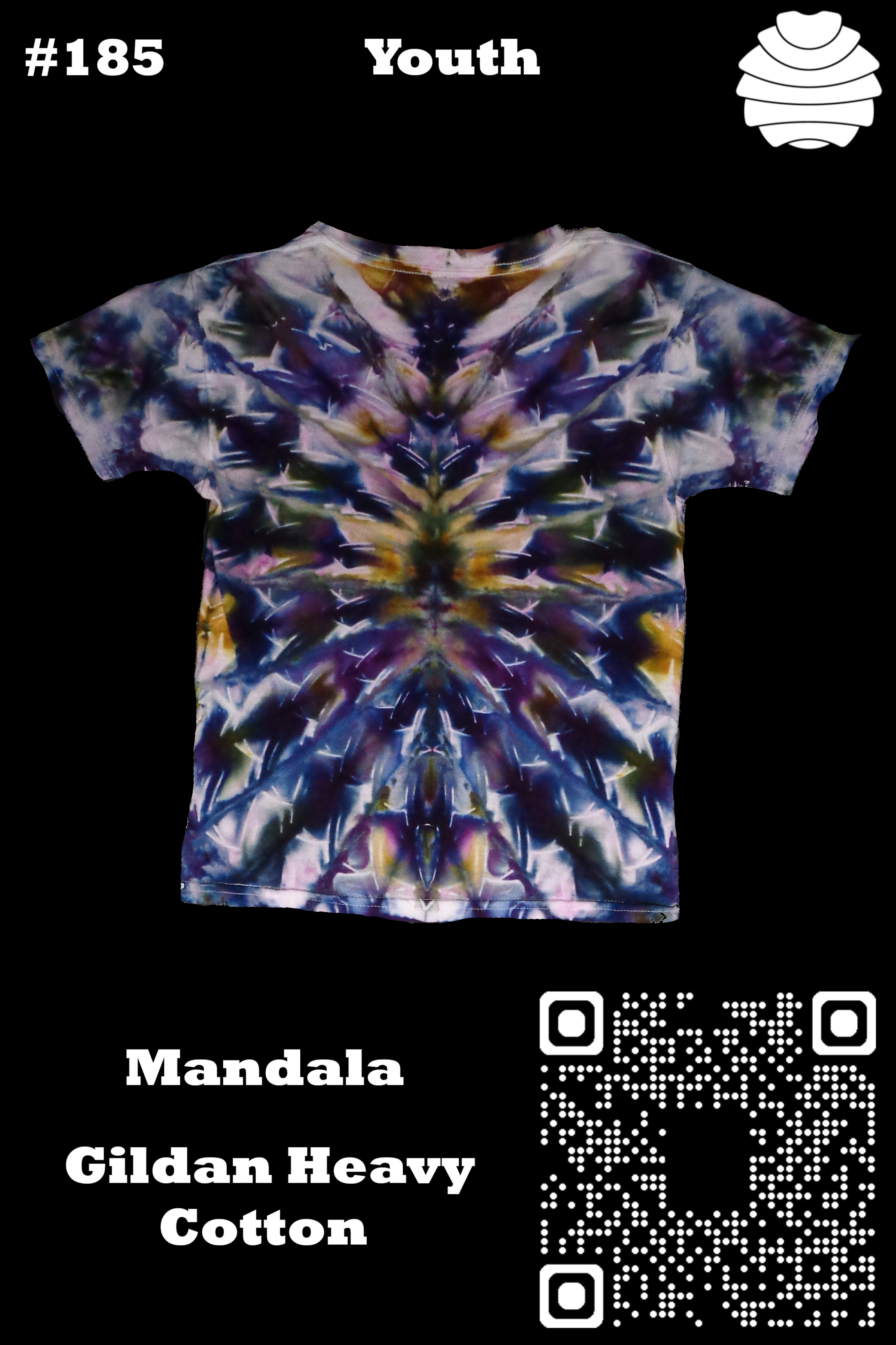 4x6 185 b from Tie Dyenied #185 Youth Mandala Gildan Heavy Cotton 5.3oz  - #185 Youth