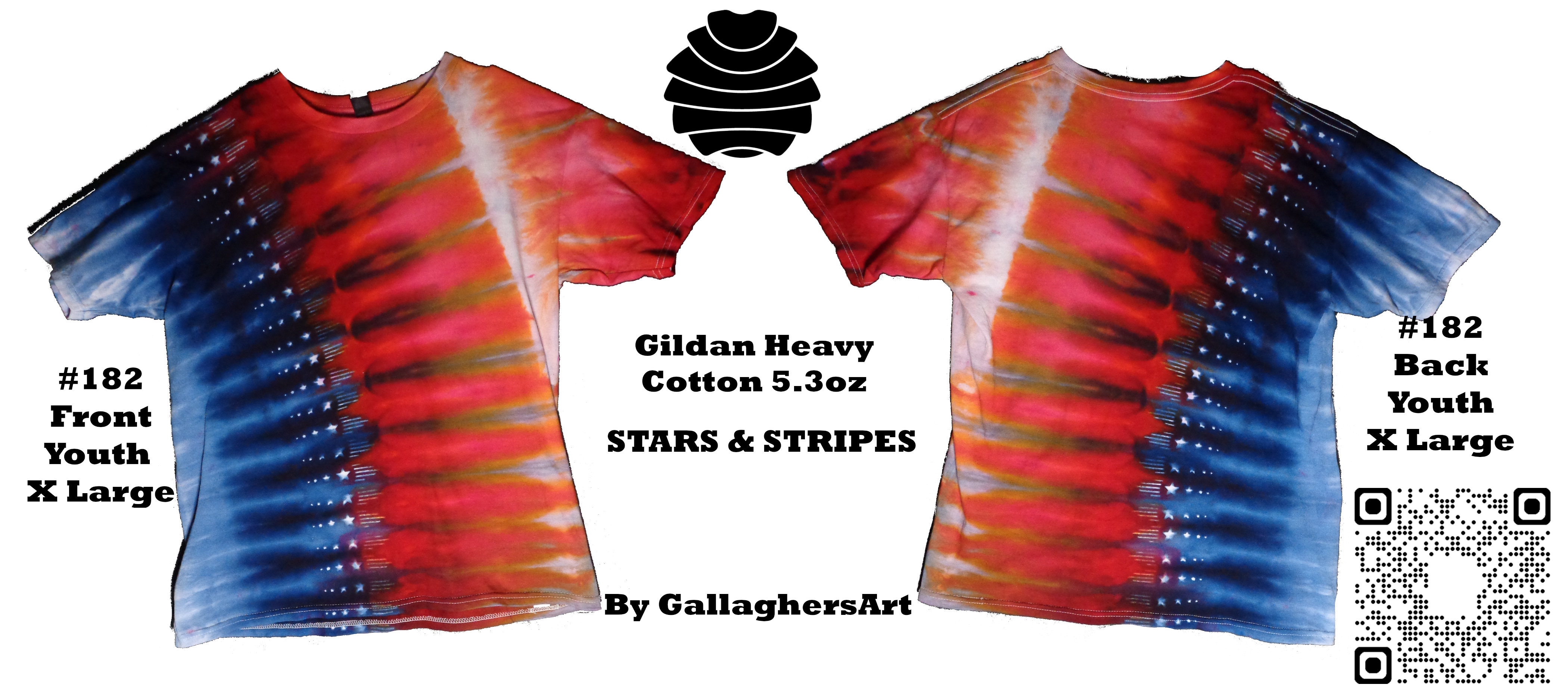 182 ga from Tie Dyenied #182 Youth X Large Stars and Stripes  Gildan Heavy Cotton 5.3oz 182_ga.png - #182 YXL Stars and Stripes