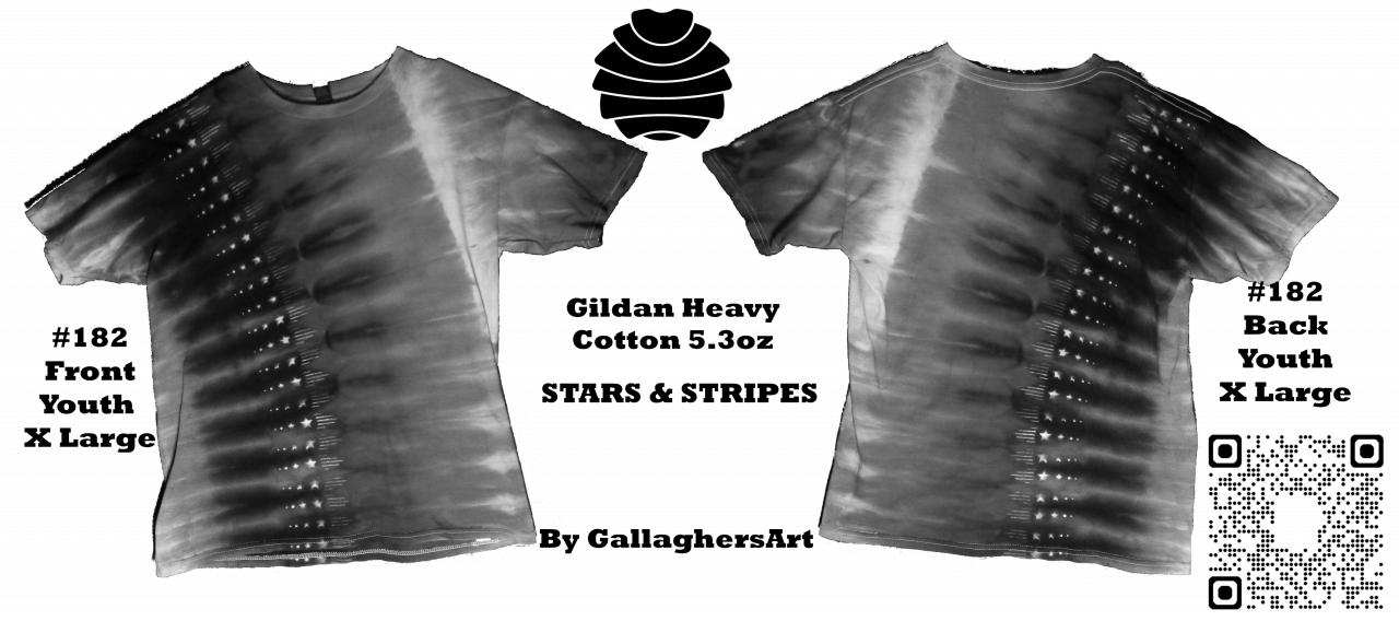 182 ga from Tie Dyenied #182 Youth X Large Stars and Stripes  Gildan Heavy Cotton 5.3oz 182_ga.png  - #182 YXL Stars and Stripes