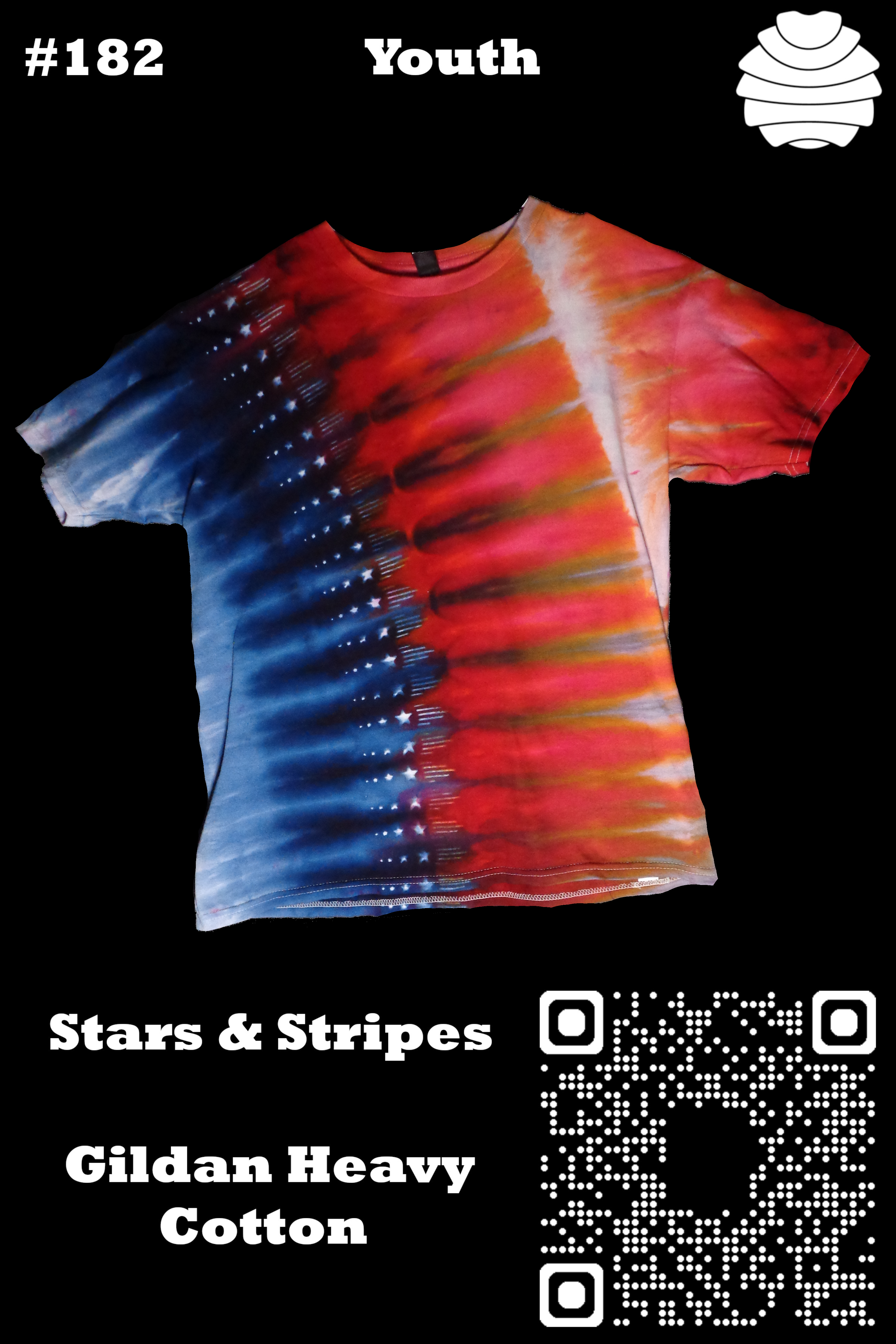 4x6 182 f from Tie Dyenied #182 Youth X Large Stars and Stripes  Gildan Heavy Cotton 5.3oz  - #182 YXL Stars and Stripes