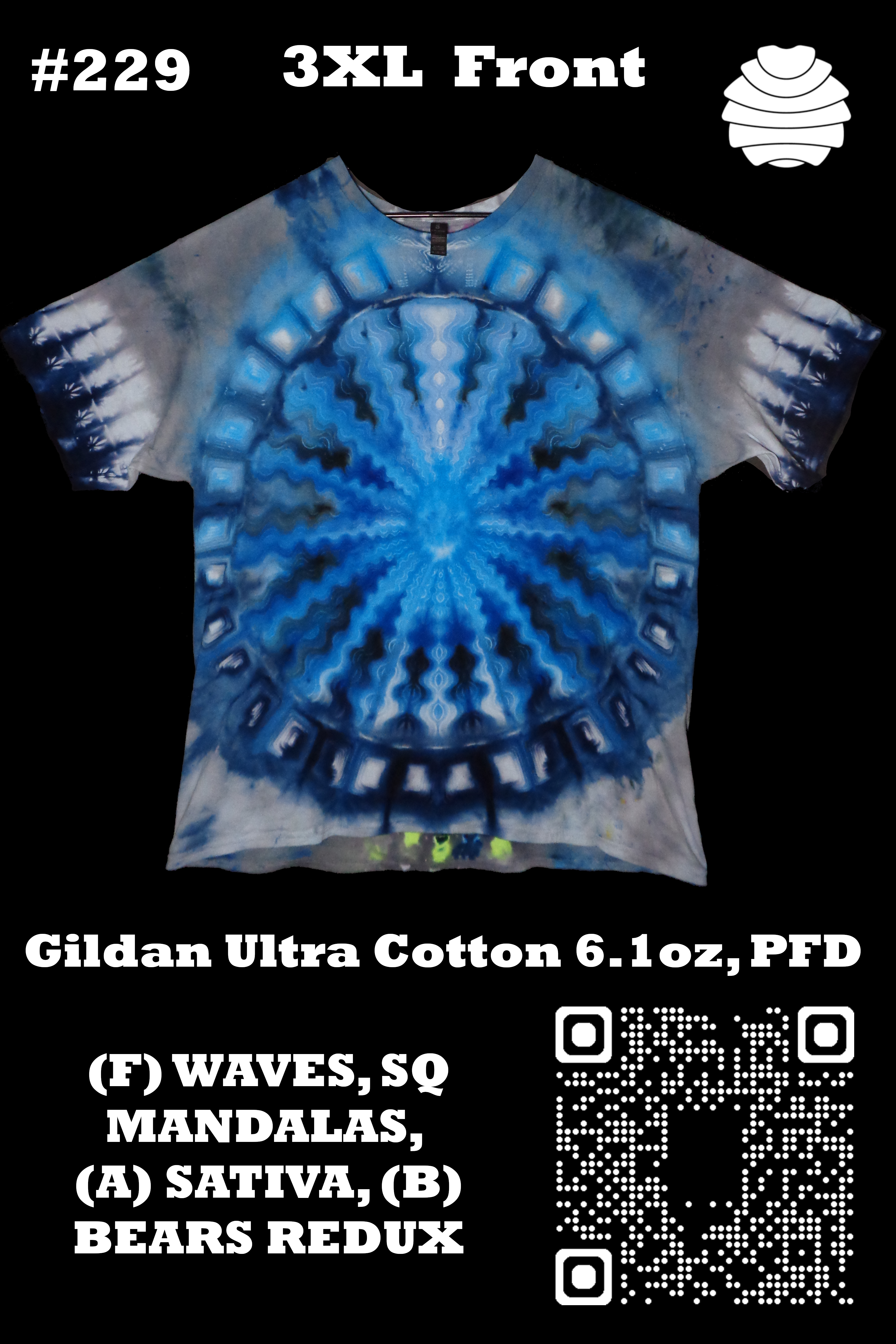 4x6 229 f from Tie Dyenied #229 3X Large, Gildan Ultra PFD, WAVES, SQ MANDALAS, SATIVA, BEARS REDUX 4x6_229_f.png - #229 3X Large, Gildan Ultra PFD