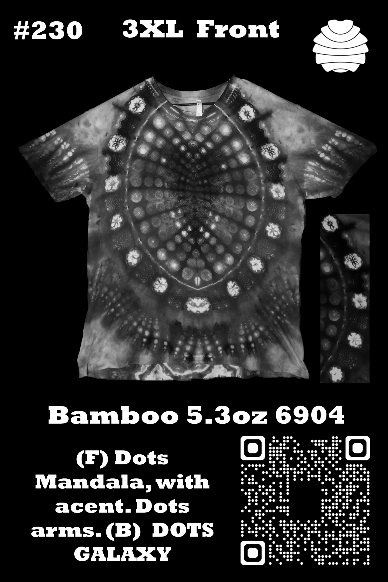 4x6 230 f from Tie Dyenied #230 3X Large, Bamboo 5.3oz Tee LAT Style 690, Dots Mandala and Galaxy 4x6_230_f.png  - #230 3X Large, Bamboo 5.3oz Tee LAT Style 690
