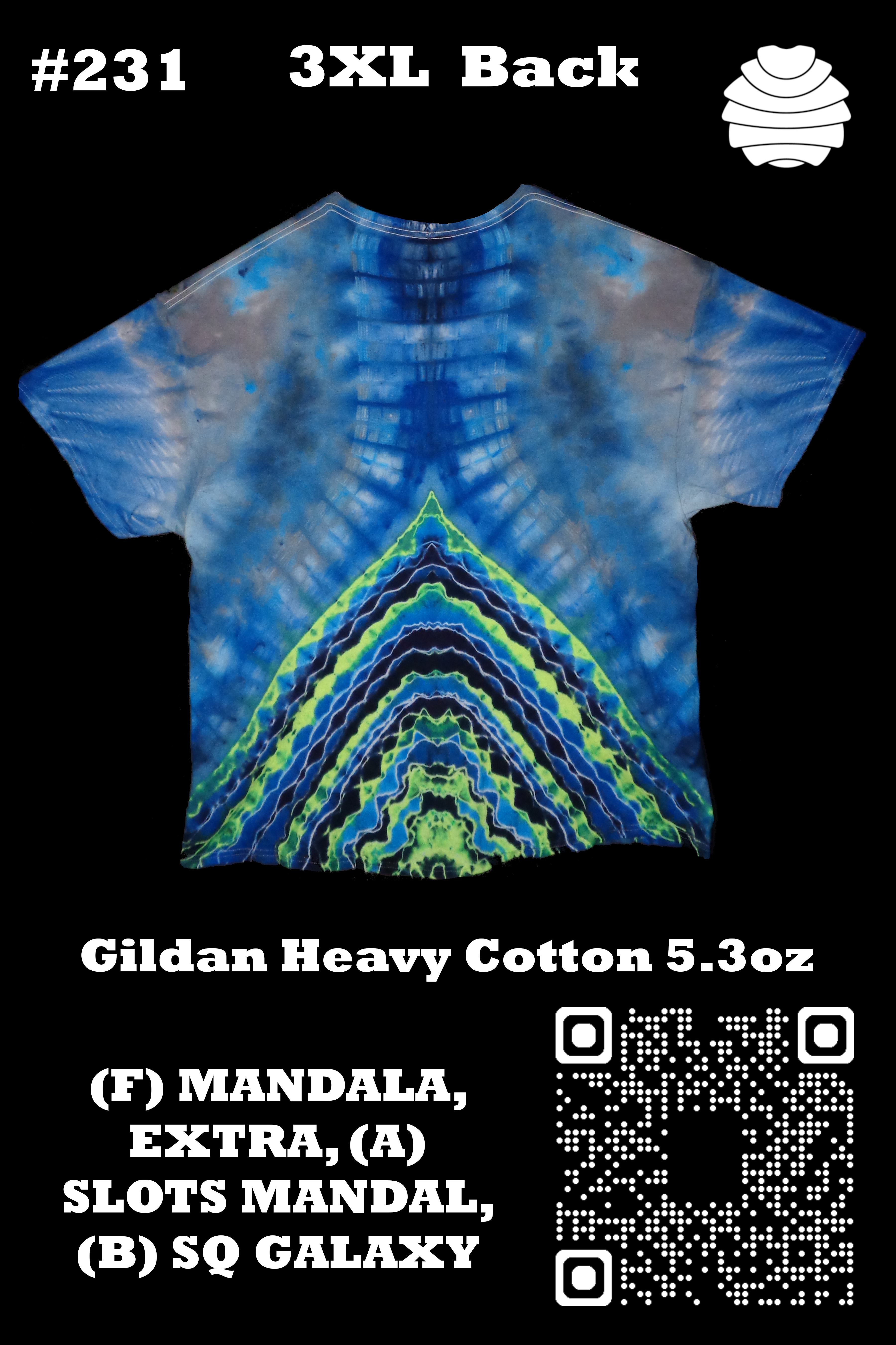 4x6 231 b from Tie Dyenied #231 3X Large, Gildan Heavy Cotton 5.3oz,  MANDALA, EXTRA  - #231