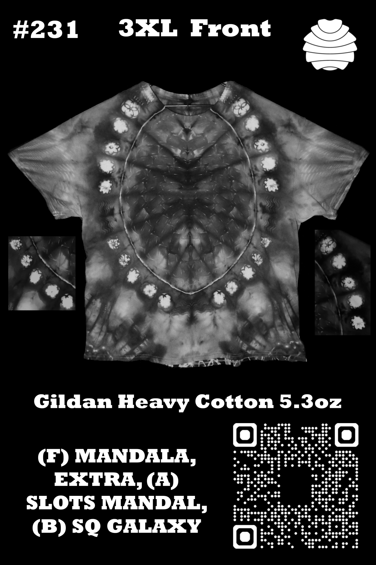 4x6 231 f from Tie Dyenied #231 3X Large, Gildan Heavy Cotton 5.3oz,  MANDALA, EXTRA 4x6_231_f.png  - #231 3X Large, Gildan Heavy Cotton 5.3oz,