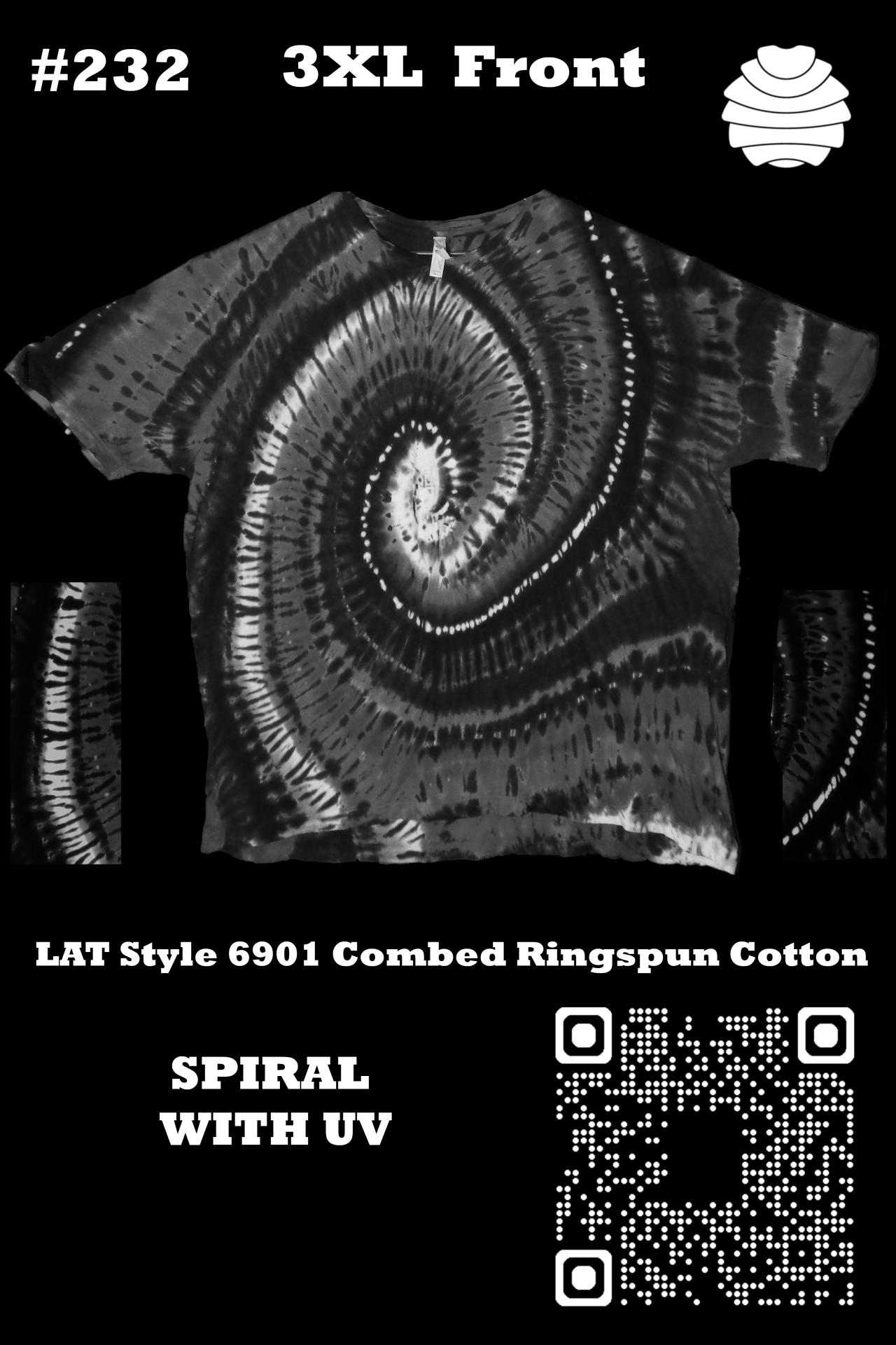 4x6 232 f from Tie Dyenied #232 3X Large, Spiral,  LAT Style 6901 Combed Ringspun Cotton 4x6_232_f.png  - #232 3X Large, Spiral,  LAT Style 6901 Combed Ringspun Cotton