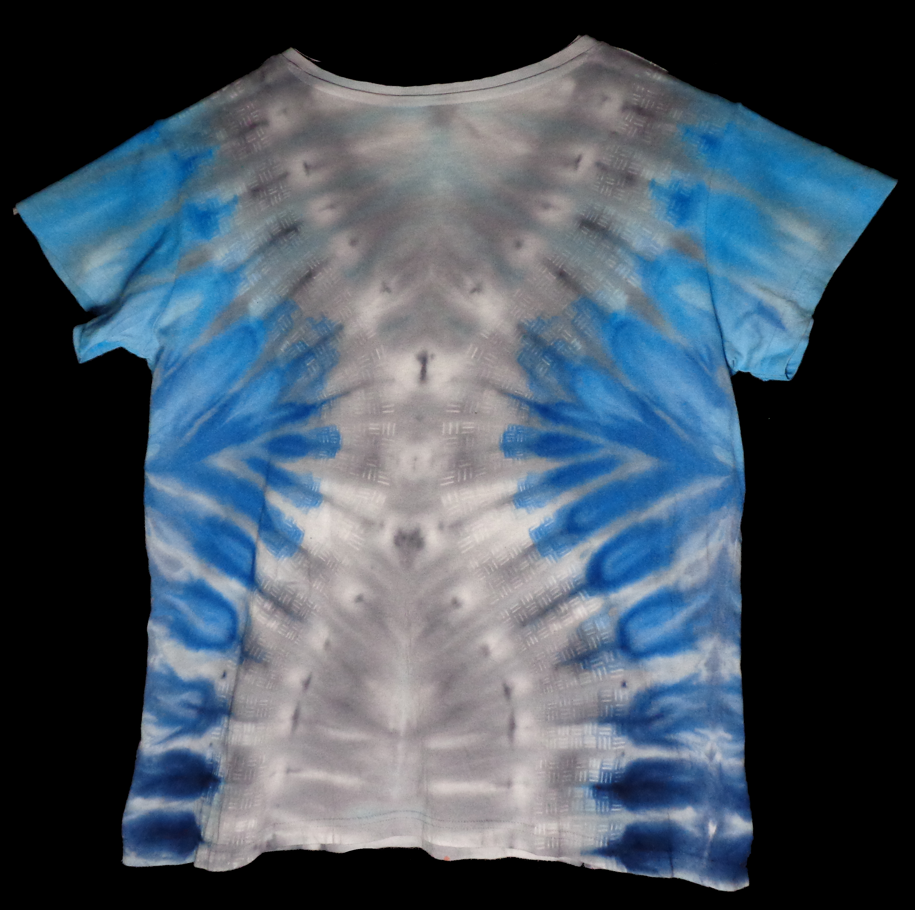 199 b from Tie Dyenied #199 2XL Waves, Ladies V-neck LAT Style 3587, 5.5 oz. Combed Ringspun Cotton 