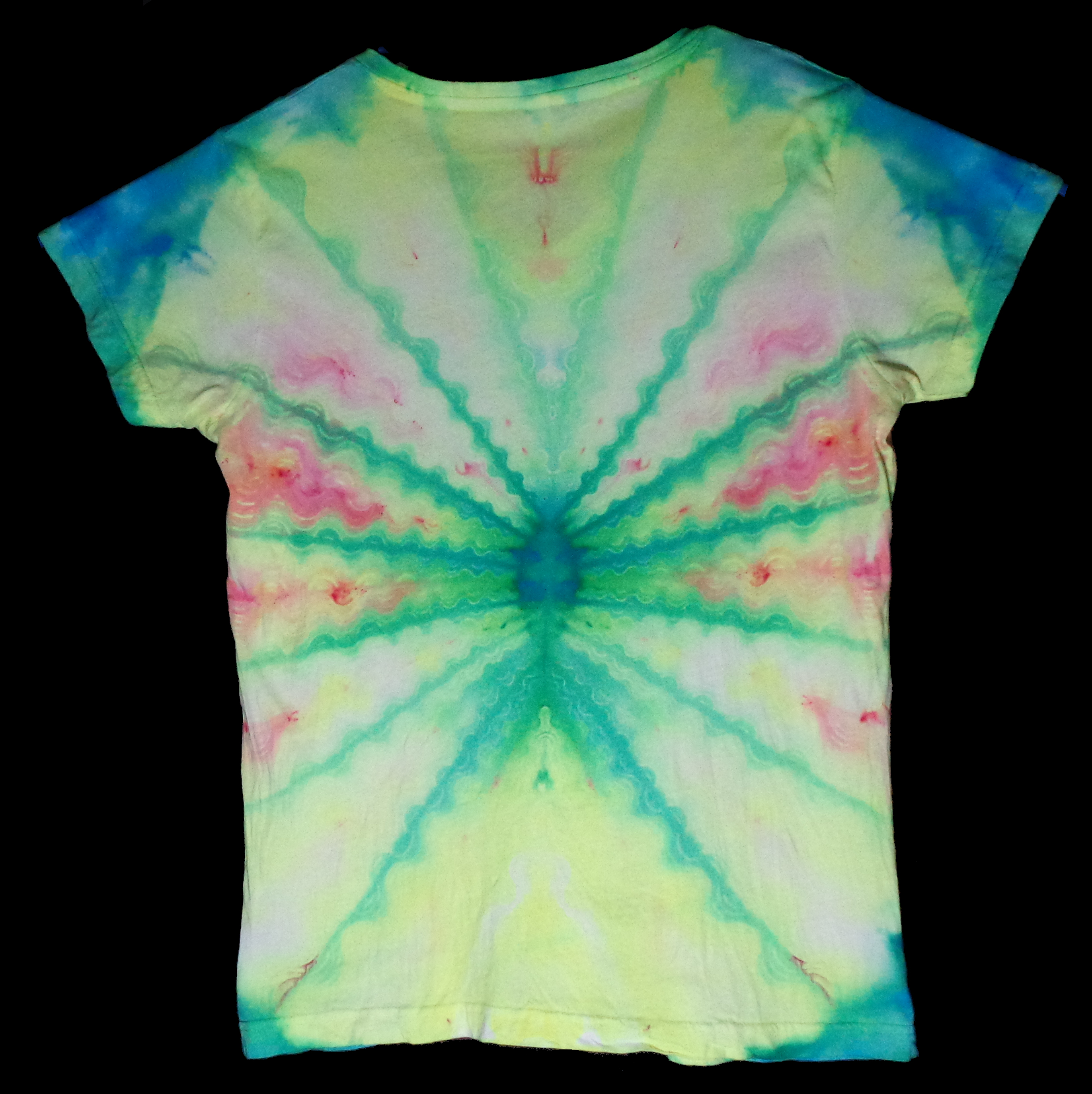 197 b from Tie Dyenied #197 Large UV Waves, Ladies V-neck LAT Style 3587, 5.5 oz. Combed Ringspun Cotton 197_b.jpg - #197 Large UV Waves, Ladies V-neck LAT Style 3587, 5.5 oz. Combed Ringspun Cotton