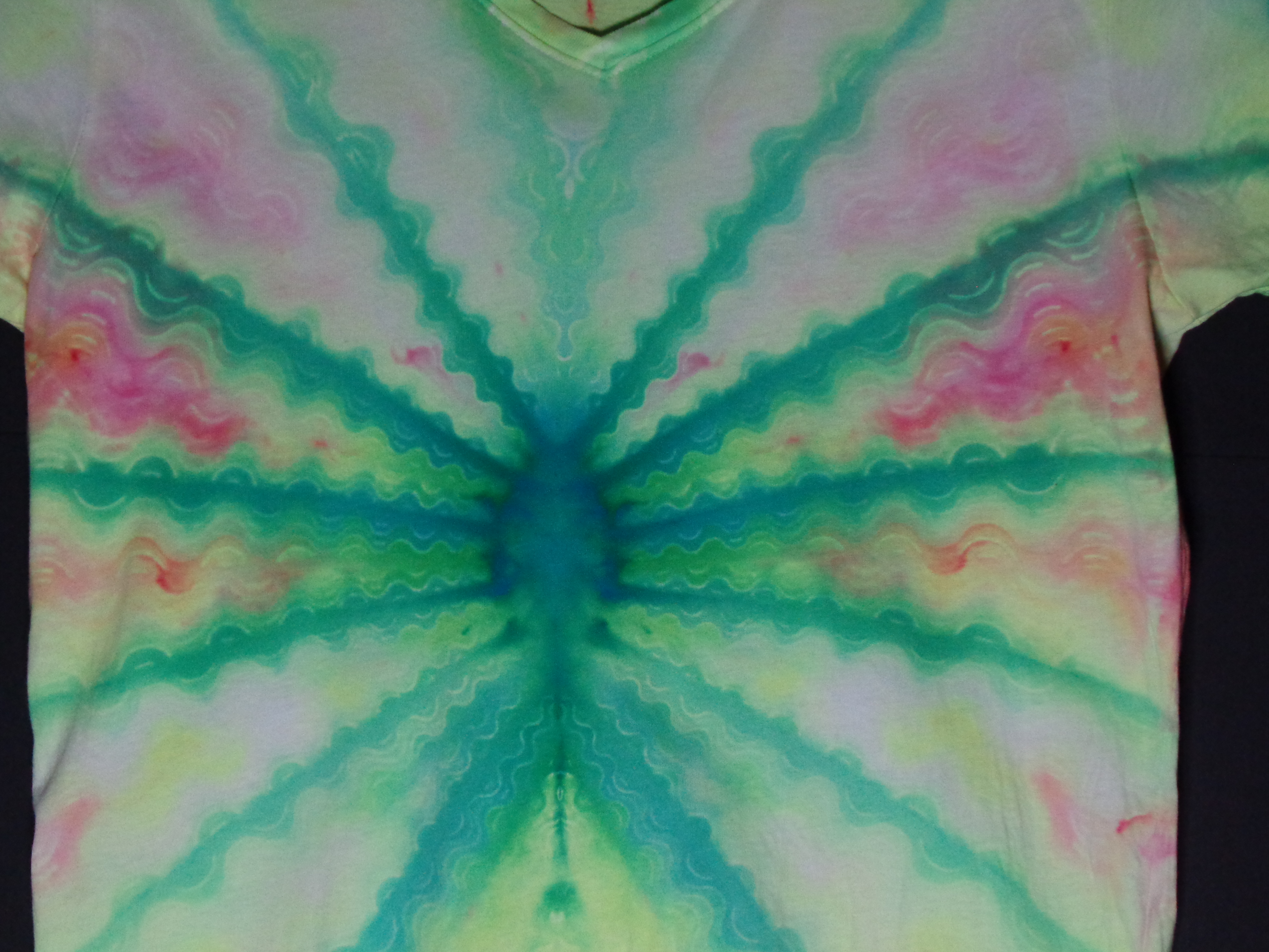 Dsc01104 from Tie Dyenied #197 Large UV Waves, Ladies V-neck LAT Style 3587, 5.5 oz. Combed Ringspun Cotton 