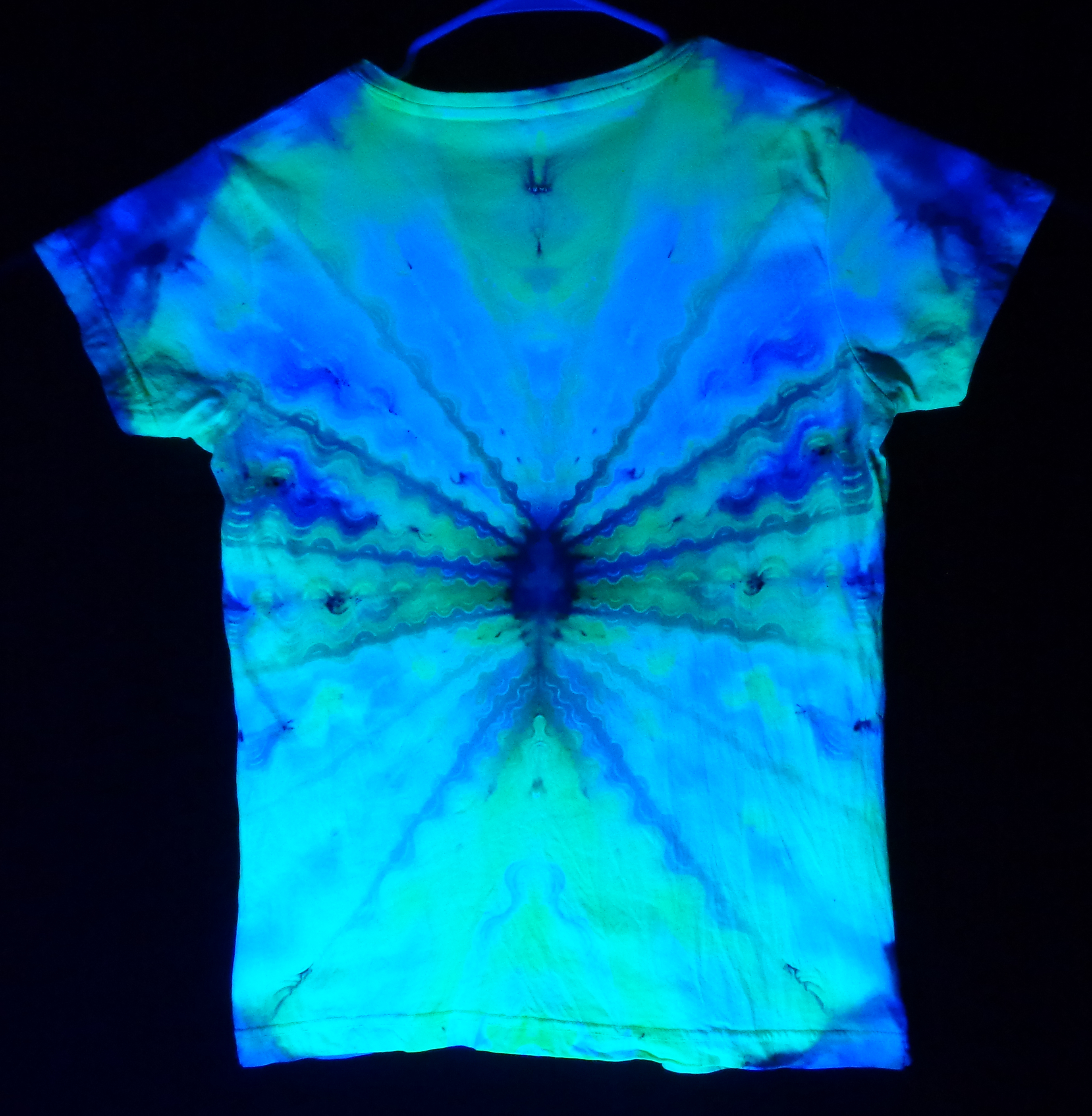 Dsc01112 from Tie Dyenied #197 Large UV Waves, Ladies V-neck LAT Style 3587, 5.5 oz. Combed Ringspun Cotton 