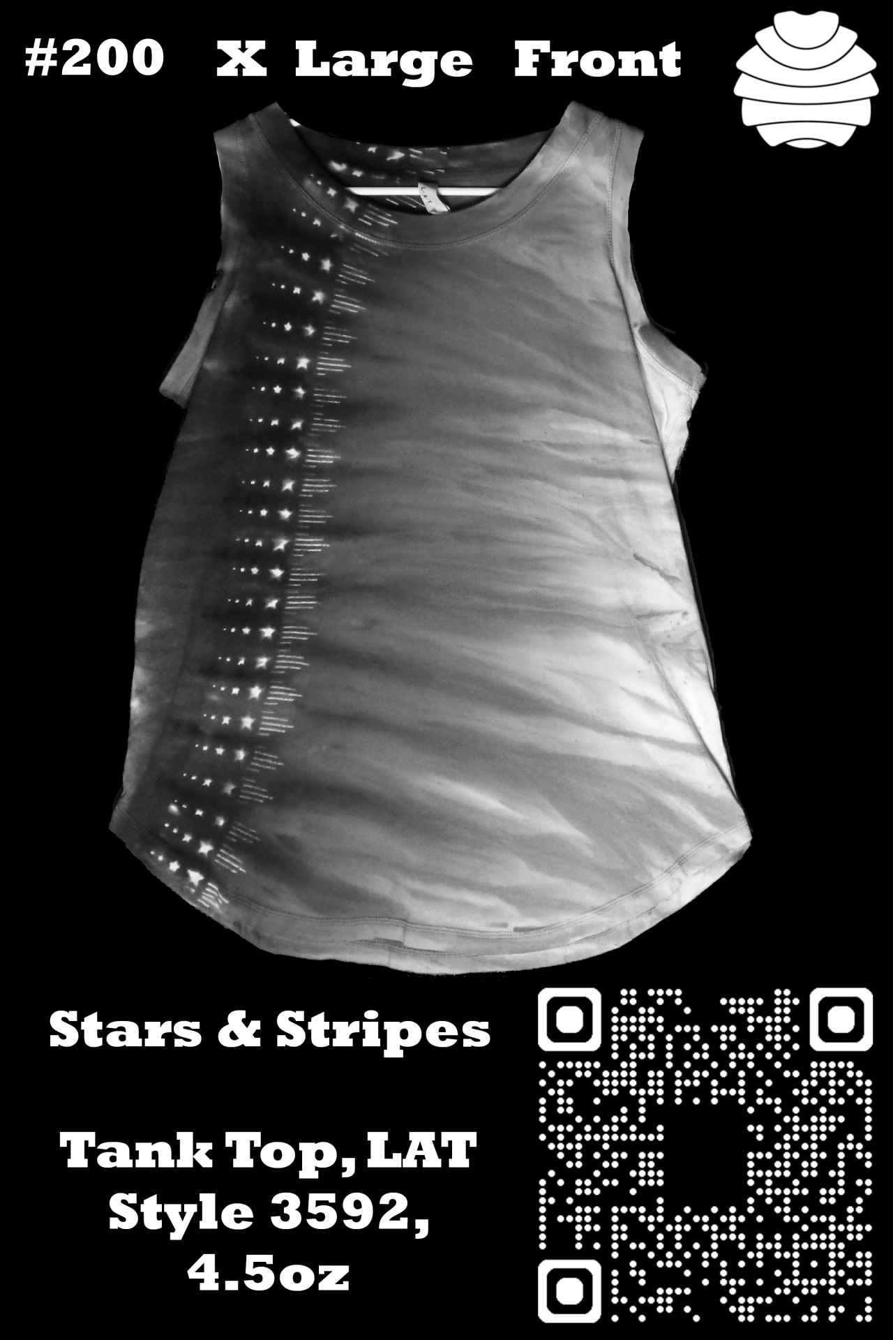 4x6 200 f from Tie Dyenied #200 X Large, Stars and Stripes, ​Ladies Tank Top, LAT Style 3592, 4.5oz 100% Combed Ringspun Cotton 4x6_200_f.png  - #200 X Large, Stars and Stripes, ​Ladies Tank Top, LAT Style 3592, 4.5oz 100% Combed Ringspun Cotton