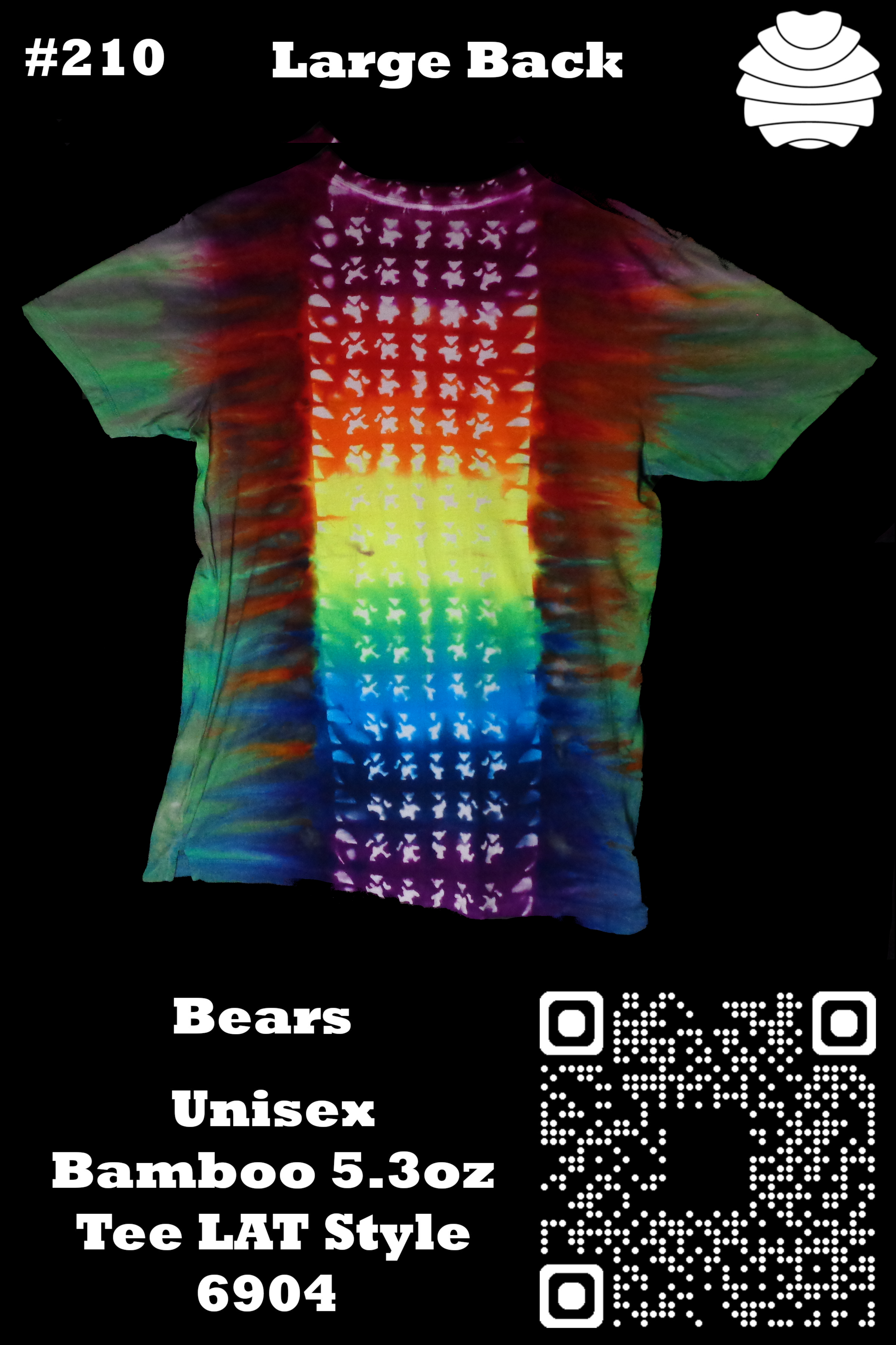 4x6 210 b from Tie Dyenied #210 Large Bamboo, Bears UV, Unisex 5.3oz LAT Style 6904 4x6_210_b.png - #210 Large Bamboo, Bears UV, Unisex 5.3oz LAT Style 6904