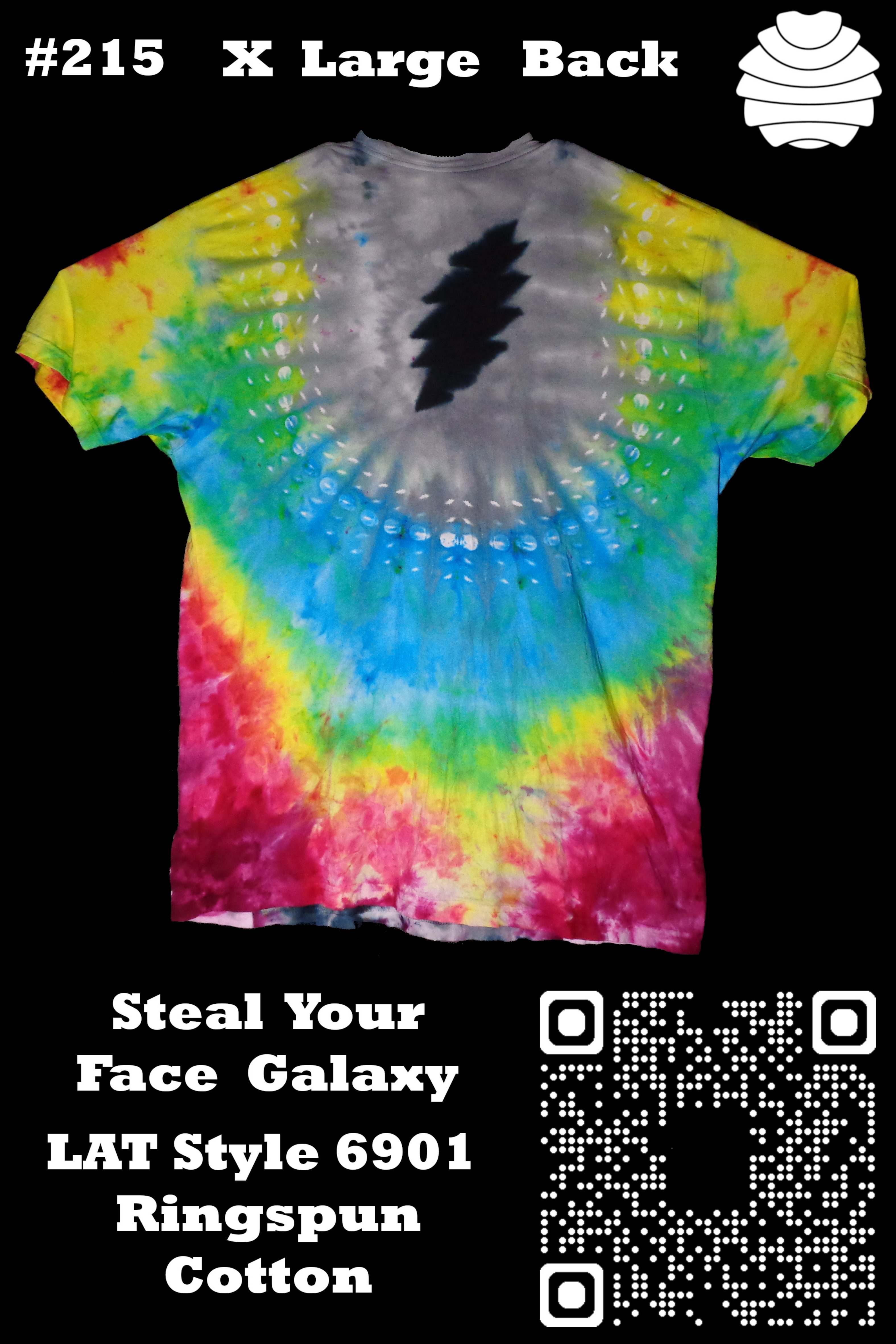 4x6 215 b from Tie Dyenied #215 X Large, Steele your Face Galaxy with Bolt, LAT Style 6901 Combed Ringspun Cotton 4x6_215_b.png - #215 X Large, Steele your Face Galaxy with Bolt, LAT Style 6901 Combed Ringspun Cotton