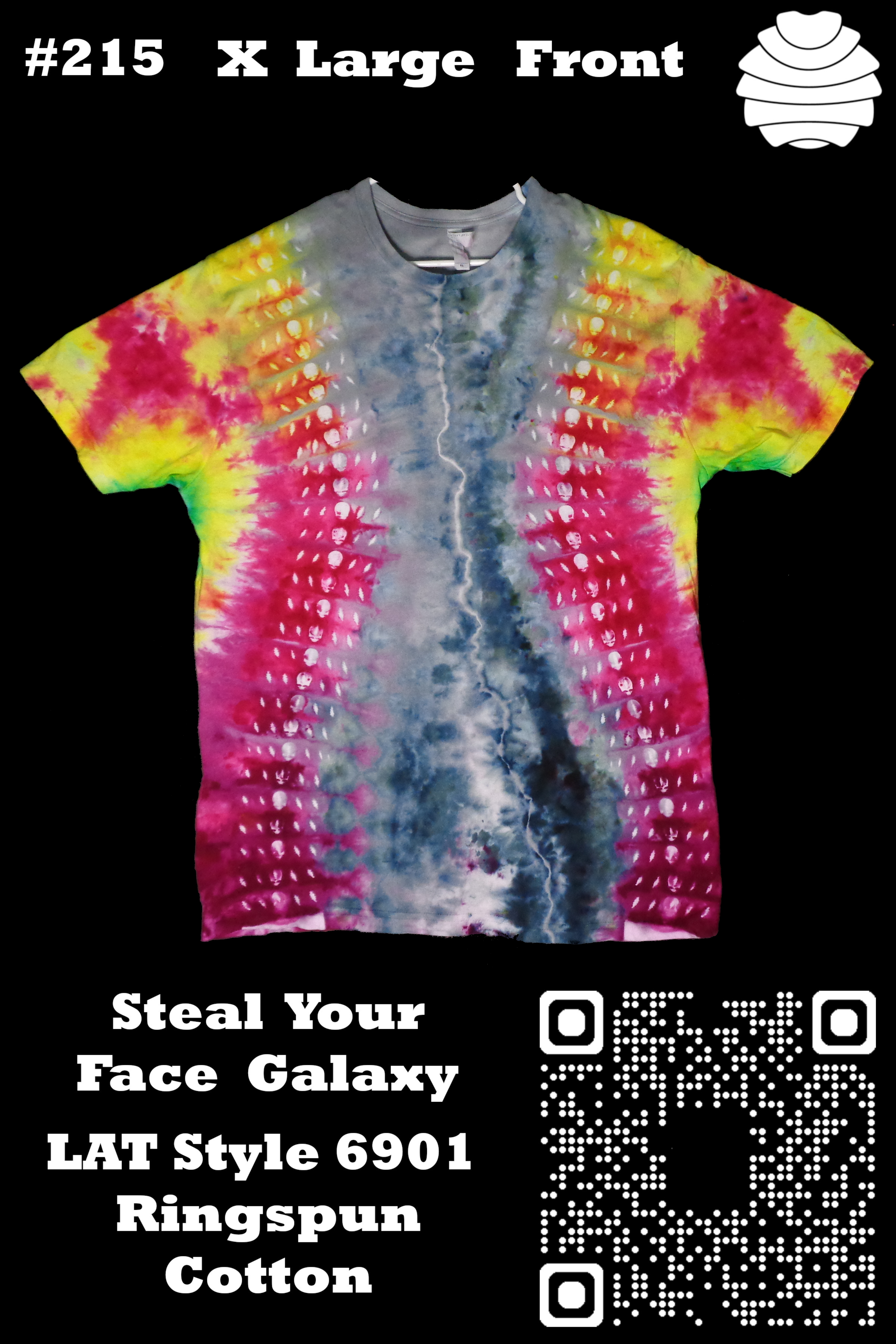 4x6 215 f from Tie Dyenied #215 X Large, Steele your Face Galaxy with Bolt, LAT Style 6901 Combed Ringspun Cotton 