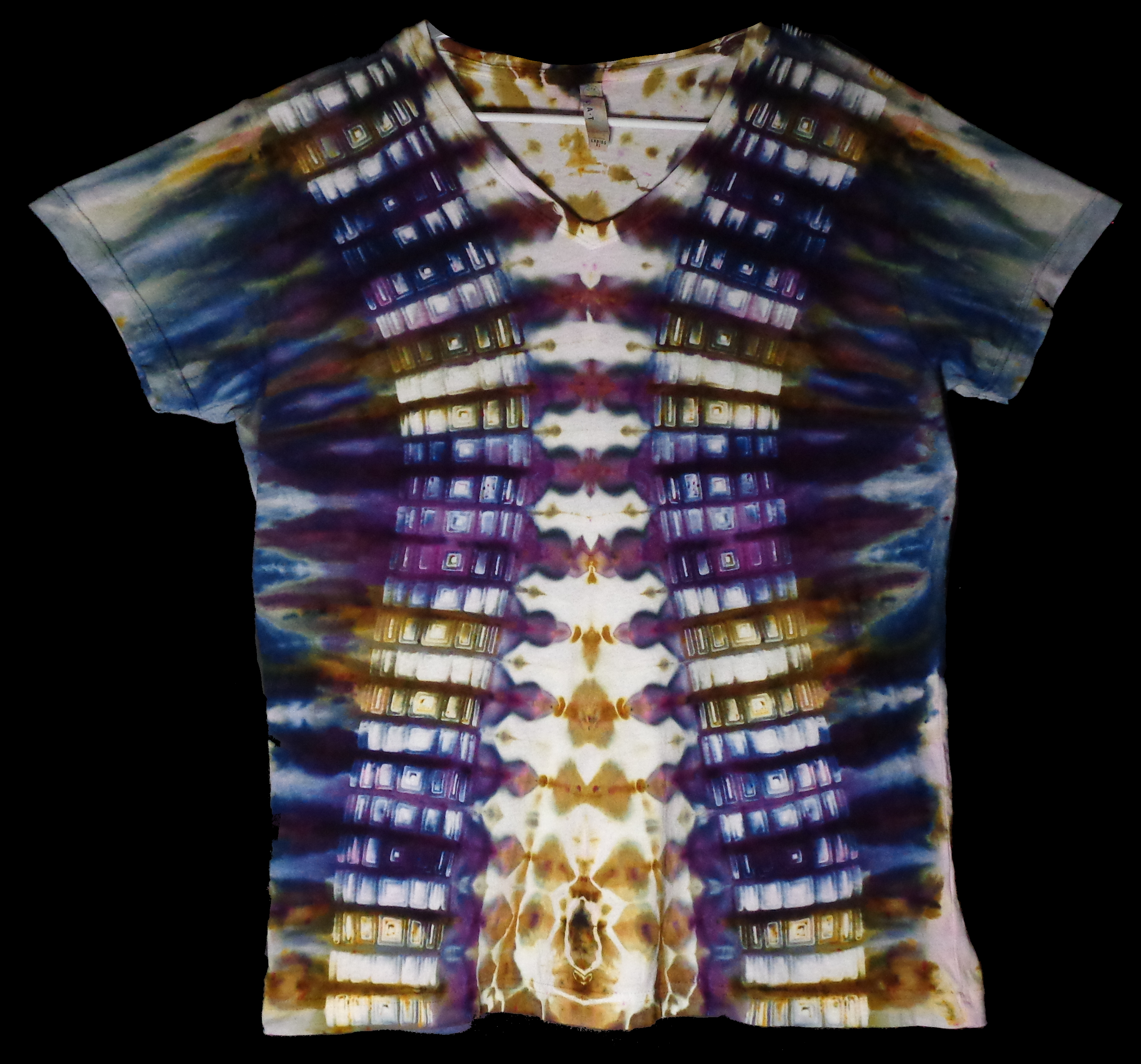 220 f from Tie Dyenied #220 X Large, Square Galaxy, ​Ladies V-neck LAT Style 3587, 5.5 oz 